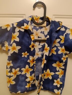 Kids Floral Button-Up Matching Set - Navy & Yellow Unisex
